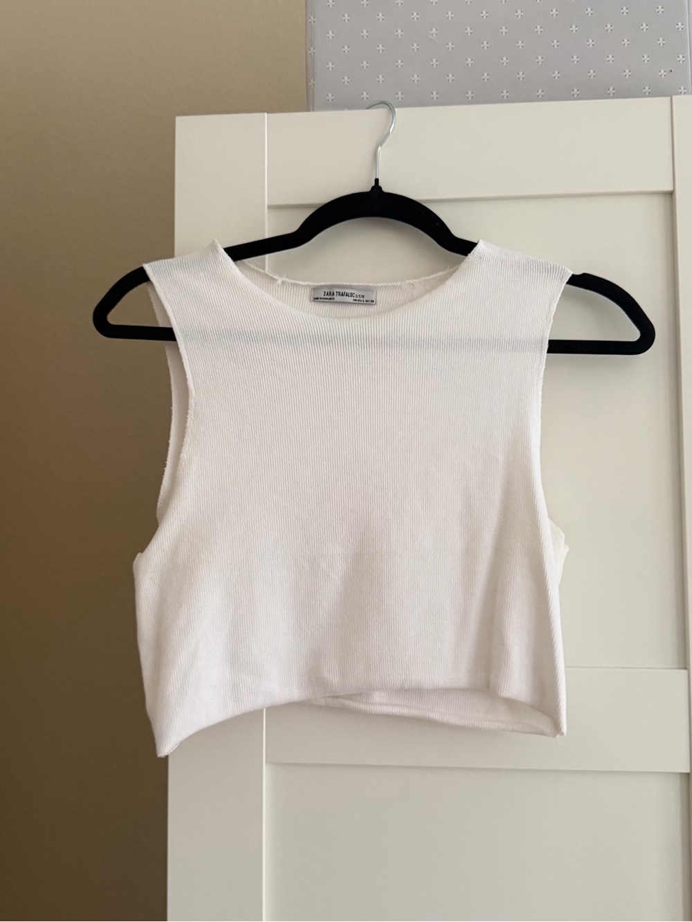 White Zara Ribbed Tank Top - Size L